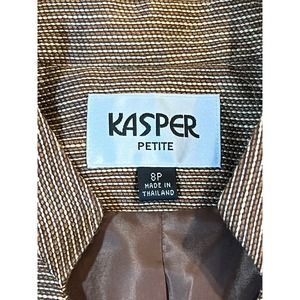 Kasper Brown & Beige Stripe Long Sleeve Jacket & Pencil Skirt Suit Combo 8P VTG